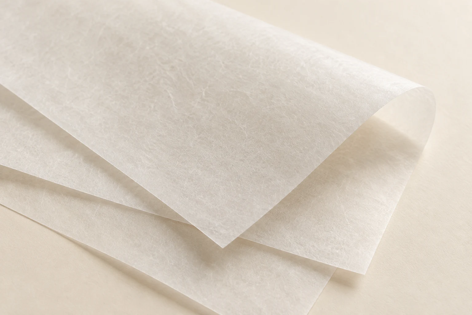Illustrative close-up concept of translucent glassine paper sheets.